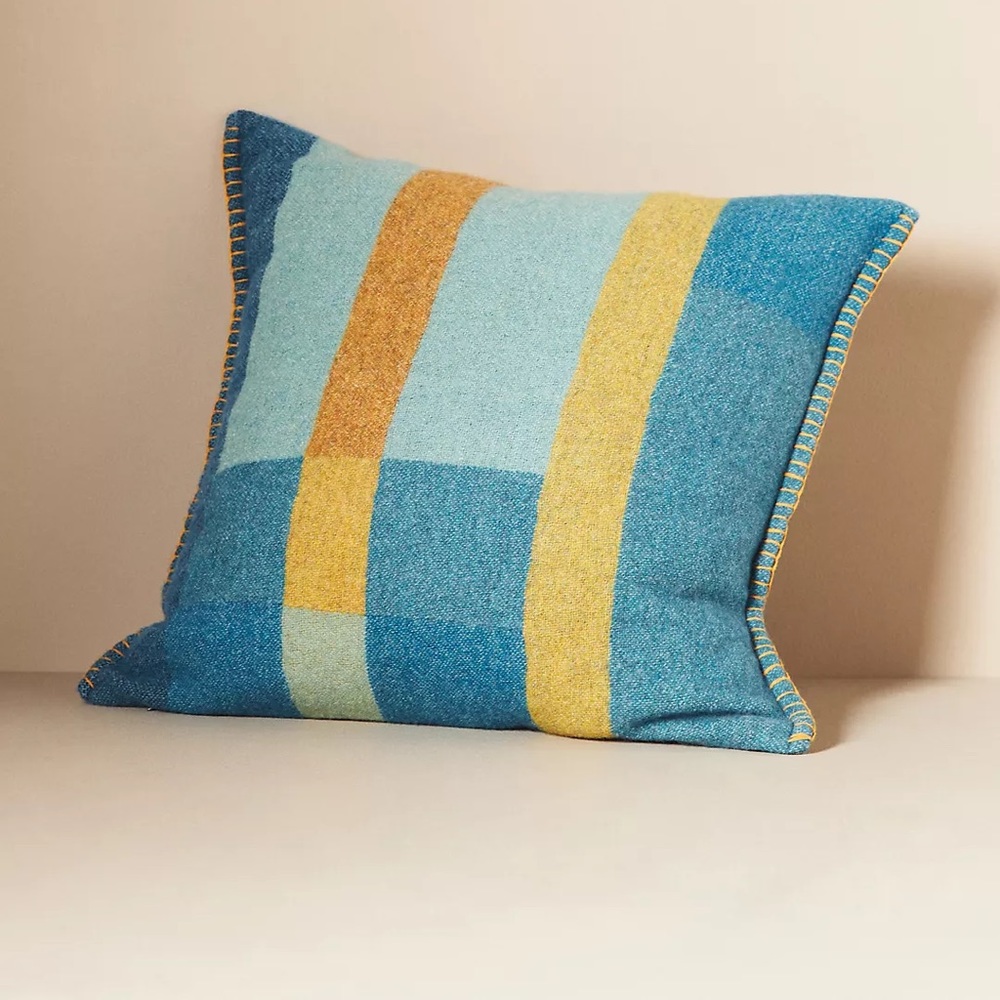 Anthropologie Wool Pillow - teal